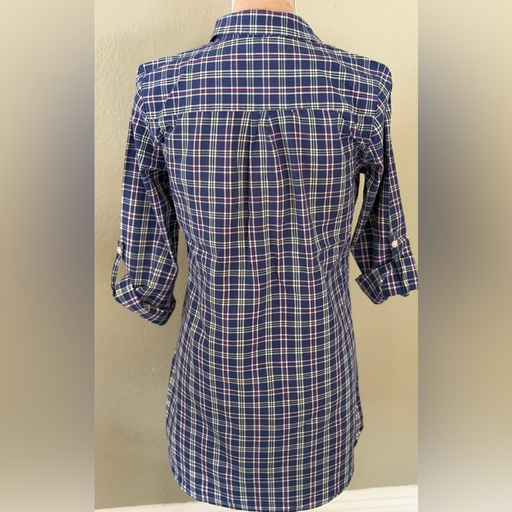 Victoria Secret Navy Plaid Button-Up  Tunic - Picture 8 of 11
